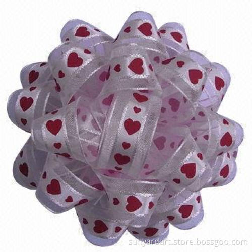 Valentine ribbon bow, 4 inches, with adhesive back